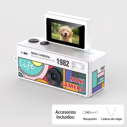 PocketPixel Retro — Mini Cámara Llavero HD con Pantalla Abatible