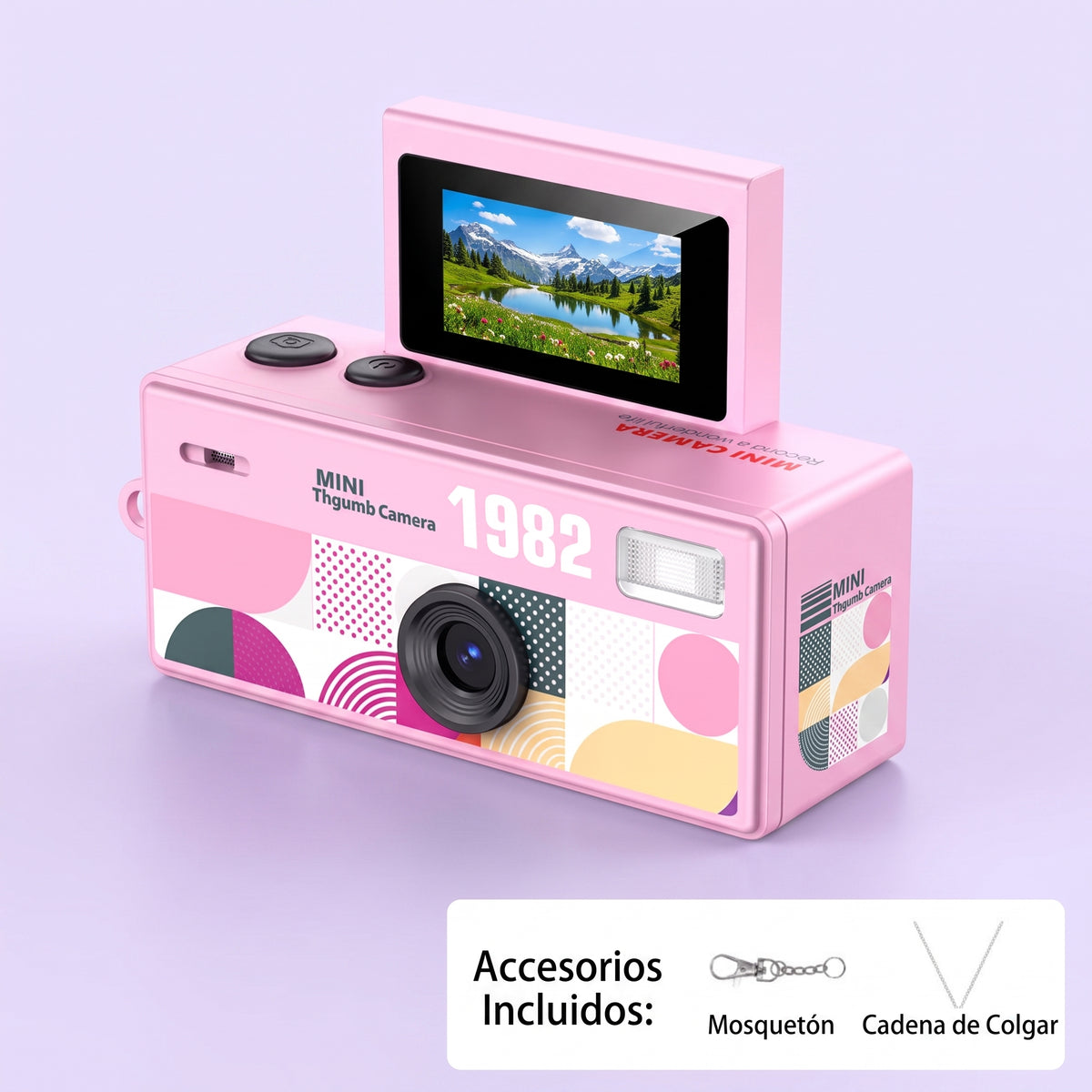 PocketPixel Retro — Mini Cámara Llavero HD con Pantalla Abatible